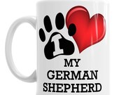 German Shepherd Alsatian Mug, Coloured Mug, Bone China Cup, Travel Mug, Enamel Mug, Pen Pot, Ceramic Money Pot or Water Bottle With Straw