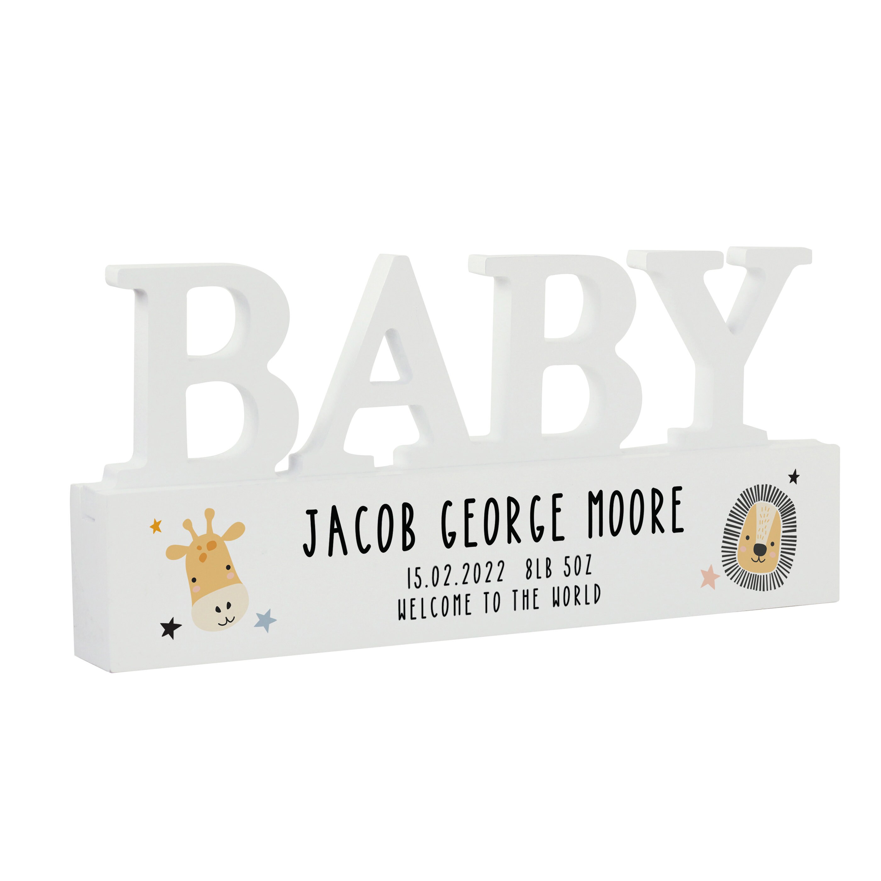 Personalised Safari Animals Wooden Baby Ornament - Etsy UK