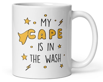 Mein Cape ist in der Wäsche 11 Unzen weißer Glanz Keramikbecher