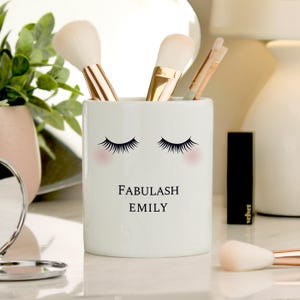 Personalised Eyelashes Ceramic Storage Pot - Makeup Brush Holder