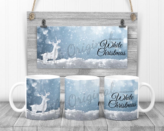 White Christmas Mug Design PNG Template (Digital Download)
