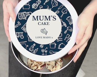 Personalised Navy Kitchen Design Cake Tin Gift