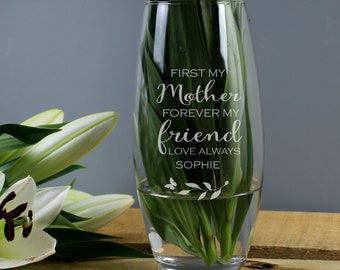 Personalised Bullet Vase 'First My Mother, Forever My Friend' Flower Gift