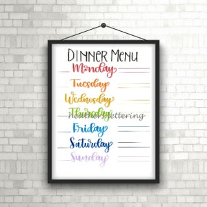 Rainbow Dinner Menu Template PRINTABLE