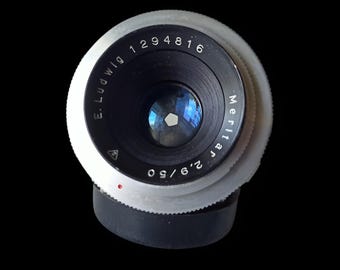 Rare!! E.Ludwig Meritar, 2.9/50mm Lens, Exakta Exa mount, Cap, Germany, 1950s
