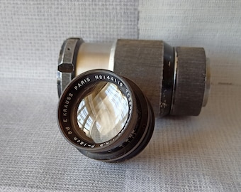 Very Rare!! E Krauss Paris Tessar Zeiss 4.5cm/18cm Lens with M42 Helicoid, 1910s