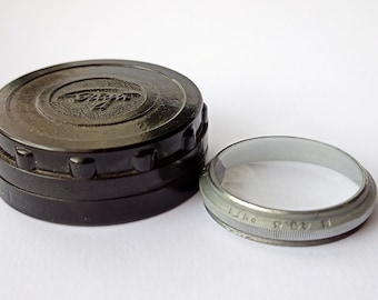 DNK Riga +3.0 - Vintage Soviet 40,5mm Lens Light Filter/Attachment for Macro, Case, 1950s-1960s