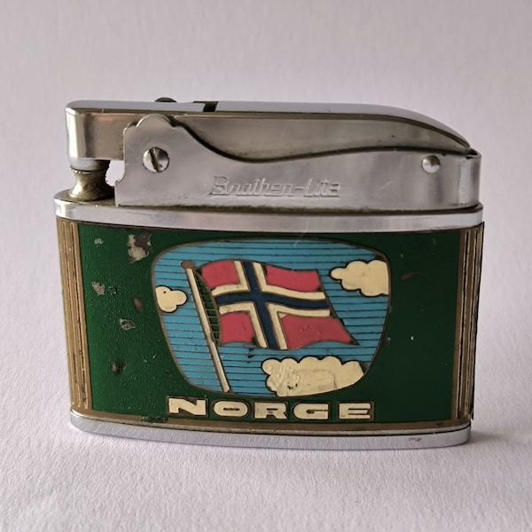 Brother Lite - Beautiful Vintage Semi Automatic Petrol Pocket Lighter, Japan, 1960s-1970s