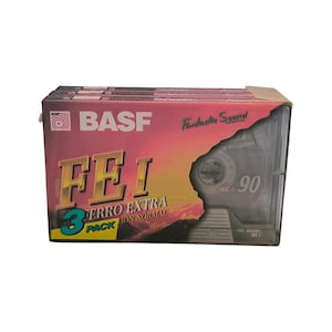 Neu!! Basf FE I IRON Extra 3er Pack, 90min, Audiokassettenband, versiegelt, 1990er Jahre