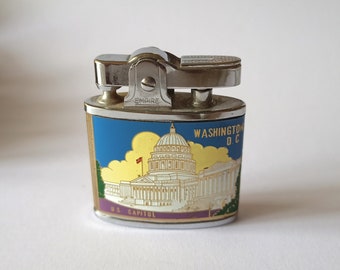 Empire - Beautiful Vintage Semi-Automatic Petrol Lighter with Washington DC Theme, Japan, 1960s-1970s