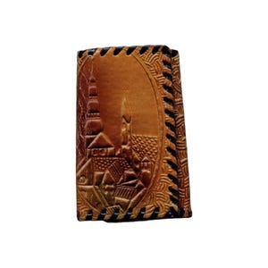 ¡Nuevo! Precioso llavero/cartera vintage soviético de cuero genuino, años 70.