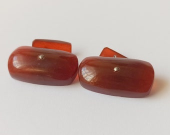 Beautiful Vintage Genuine Baltic Sea Amber Cufflinks, Great Condition, Latvia, 1960s-1970s