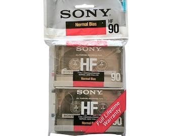 New!! Sony Normal Bias HF 2 Pack, 90min, Audio Cassette Tape, Sealed, 1990s