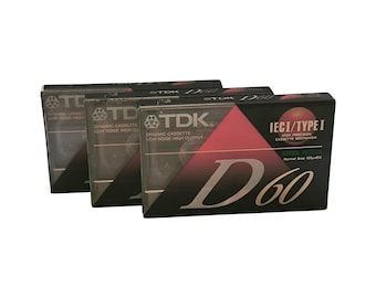 ¡Nuevo! 3 casetes de audio TDK D60 de 60 min, sellados, años 90
