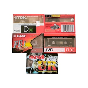 Neu!! 5stk 90min Audio Kassetten Tape, Basf, Maxell, JVC, Sony, TDK, Versiegelt, 1990s