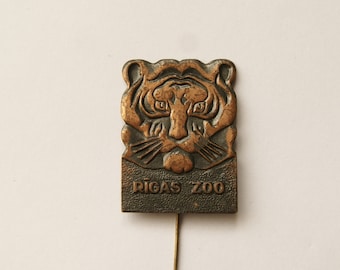 Riga ZOO - Beautiful Vintage Copper Pin Badge, USSR, 1970s