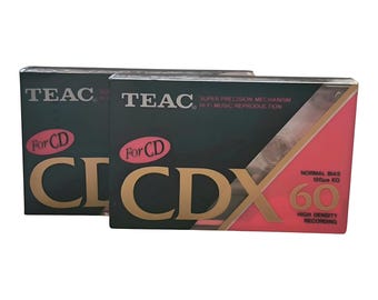 New!! 2pc TEAC CDX 60, 60min, Audio Cassettes, Sealed, 1990s