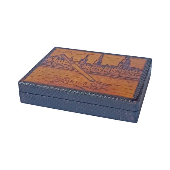 Beautiful Vintage Wood Table Cigarette Case 