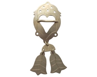 New!! Heart Sakta with Bells - Vintage Latvian Ethnic Brooch, 1990s
