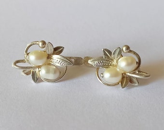 Beautiful Vintage Silver 925 Earrings with Pearls, 1990s