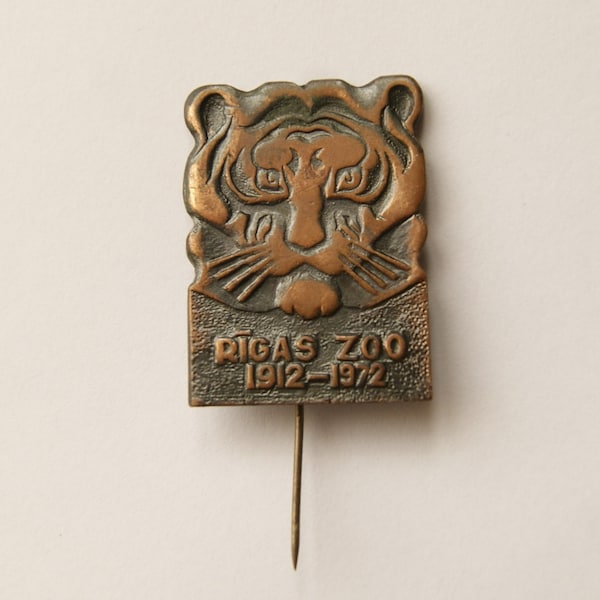 Riga ZOO - Beautiful Vintage Copper 60th Anniversary Pin Badge, USSR, 1970s