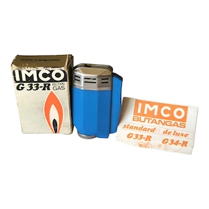 Collectable!! IMCO G33-R - Beautiful Vintage Refillable Butane Gas Lighter, Box, Papers, Austria, 1970s