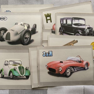 Rares !! Beau jeu de cartes de voitures anciennes - Retro Auto, 1985