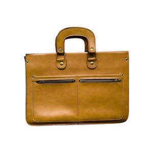 Beau sac vintage en cuir jaune moutarde, Lettonie, 1970