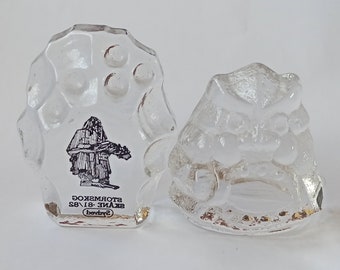 2 Beautiful Vintage Crystal Glass Figurines, Form by Lars Hellsten, Sweden, 1980s