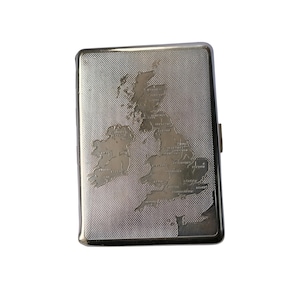 Schönes Vintage Zigarettenetui mit United Kingdom Map, 1950er-60er Jahre