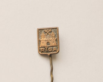 Riga - Beautiful Vintage Copper Pin Badge, USSR, 1970s-1980s