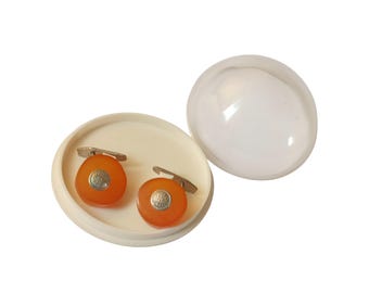 Beautiful Vintage Genuine Baltic Sea Amber Cufflinks, Great Condition, Latvia, 1960s-1970s