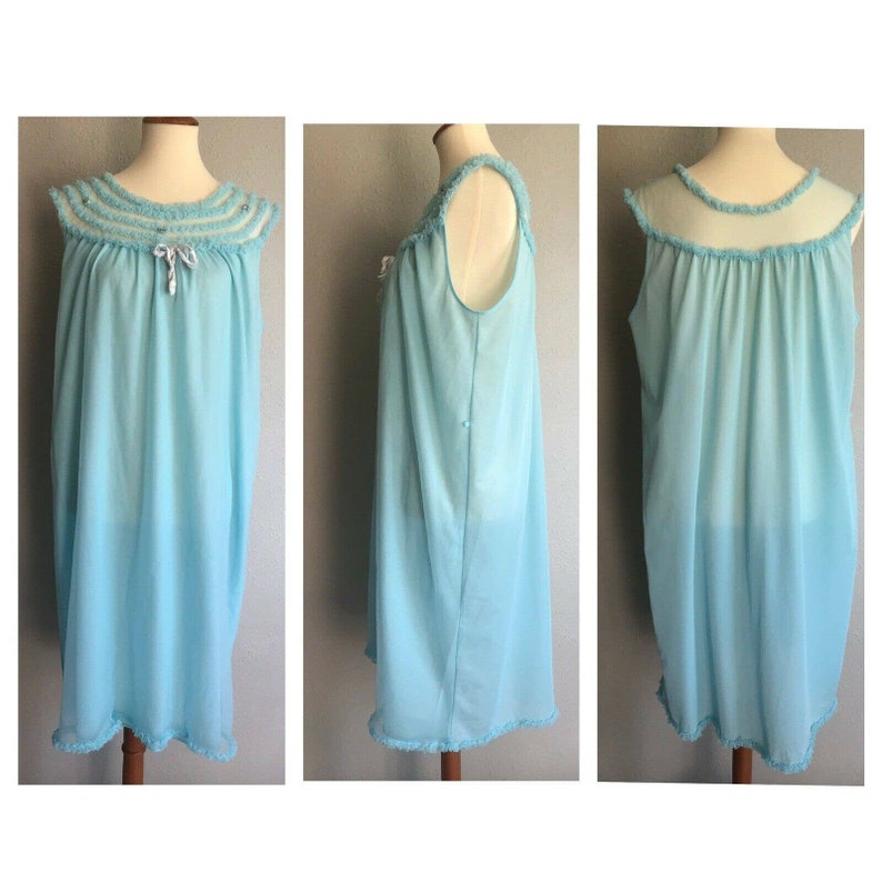 Vintage Sheer Chiffon Nightgown Babydoll Ruffle | Etsy