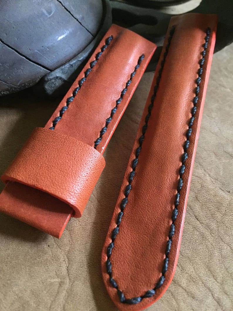 Premium Horween 22mm Leather Handmade Men's Watch Strap Etsy
