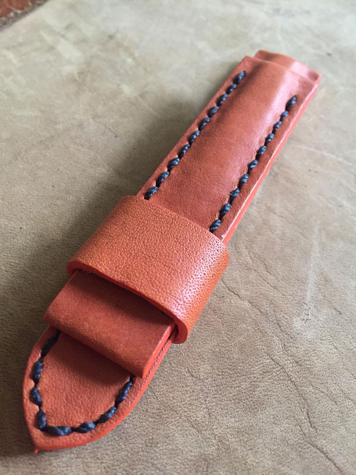 Premium Horween 22mm Leather Handmade Men's Watch Strap Etsy