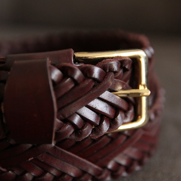 Braided Leather Belt Casual Dress | Modern Cinch Belt | Gold Buckle | Handcrafted Belt | Elegant Stylish | Men Casual Belts