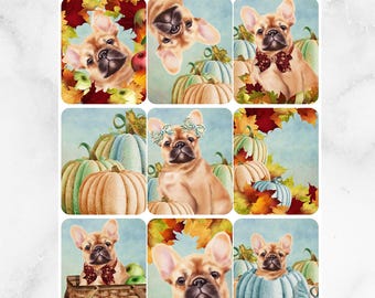 Autumn Frenchie  // Vertical Weekly Sticker Kit // Planner Sticker Kit