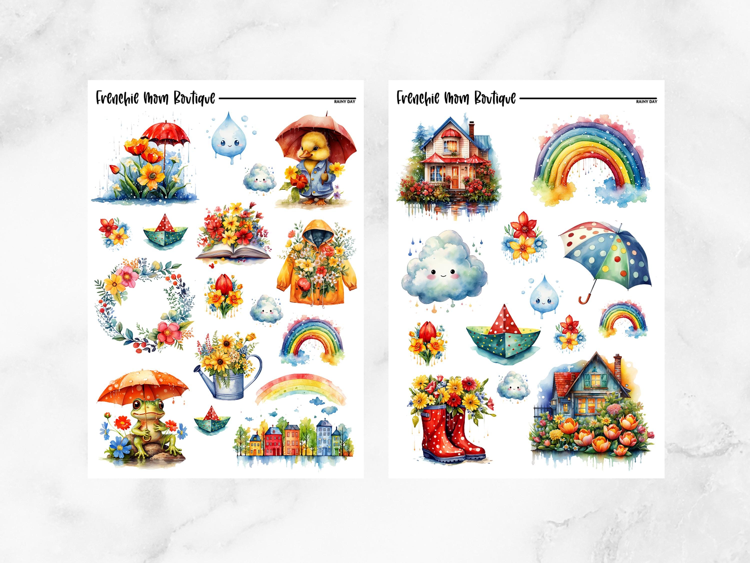 Rainy Day Deco Stickers // Bullet Journal Planner Stickers - Etsy