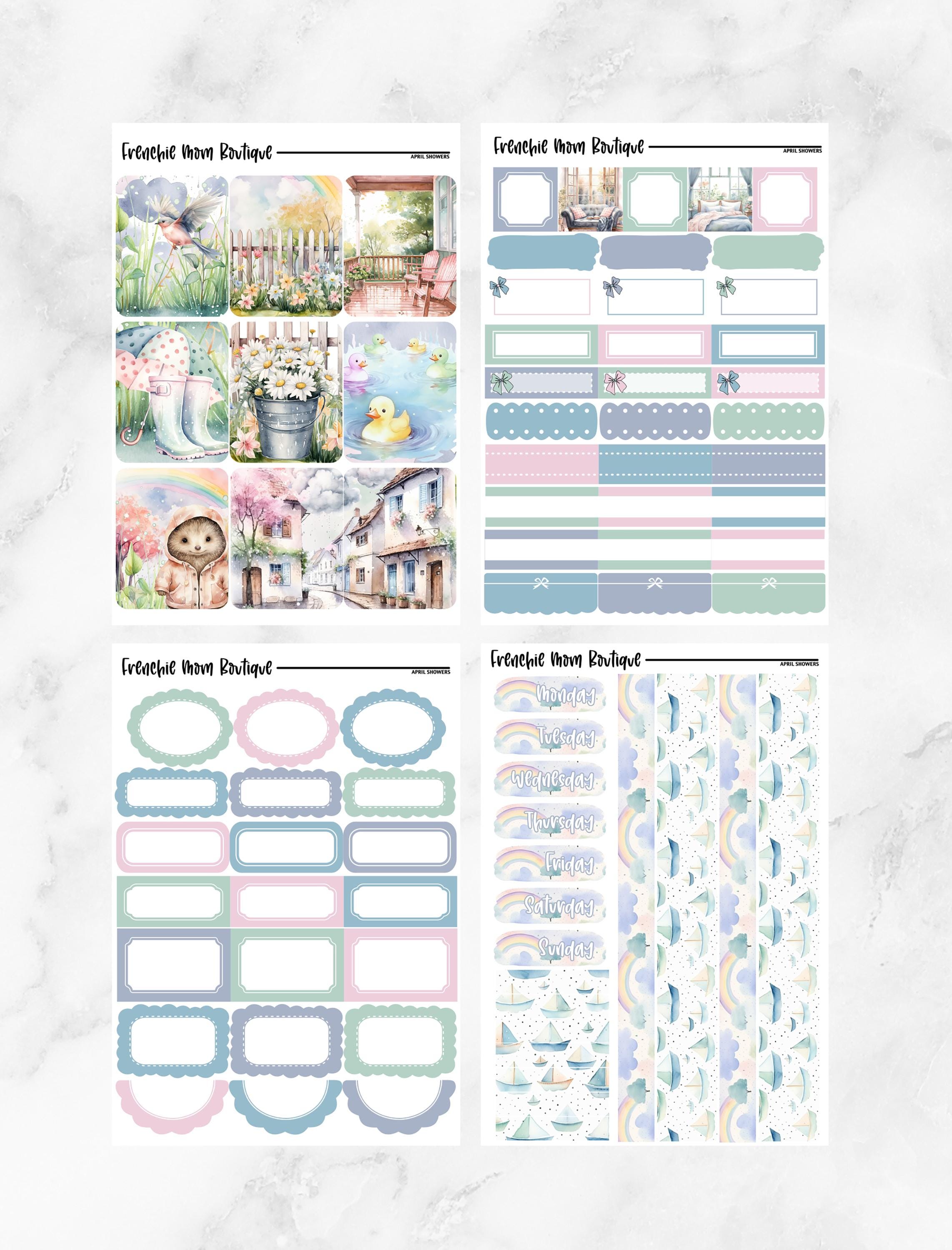 April Showers // Vertical Weekly Sticker Kit // Planner Sticker Kit - Etsy