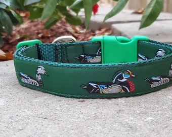 Mallard Ducks Dog Collar Hunting Dog Retriever Woodland Green and Brown Duck Toller