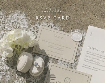 Wedding RSVP Card Template | Editable Canva Insert | Printable Response Card | Digital Download
