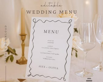 Modern Minimalist Wedding Menu Template: Editable Canva Design (Digital Download)