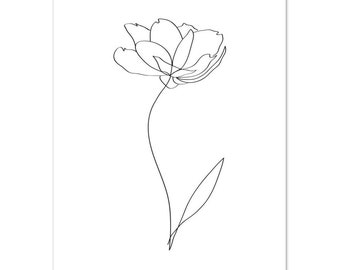 Daffodil Line Art, Spring Plants, Flower Sketch, Floral Drawings, Subtle Decor, Daffodil Flower, Single Line Drawing, Plant Poster