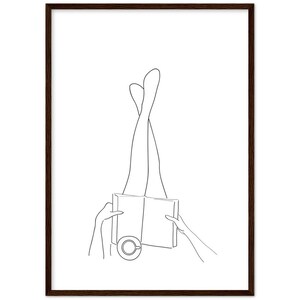 Poster con cornice in carta opaca premium, Donna che legge il libro Line Art, Stampa d'amore, Love Line Art, Donna che legge stampa, Poster femminile