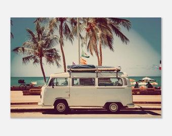 Retro Van UNFRAMED Print, Retro Print, Vintage Car Print, Beach Print, Old School Print, 1970s Print, Van Wall Art, Van Poster, Van Decor