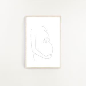 Sztuka ciążowa, wydruk ciążowy, prezent na dzień matki, prezent dla mamy, prezent na baby shower, wydruk kobiety w ciąży, rysunek linii ciążowych, wydruk do pokoju dziecięcego
