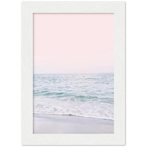 Blush Pink Beach FRAMED POSTER, Pastel Beach Print, Waves Wall Art, Sunset Print, Bathroom Wall Art, Ocean Sunset Print image 6