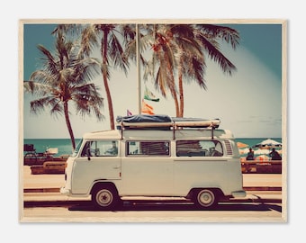Retro Van FRAMED Print, Retro Print, Vintage Car Print, Beach Print, Old School Print, 1970s Print, Van Wall Art, Van Poster, Van Decor