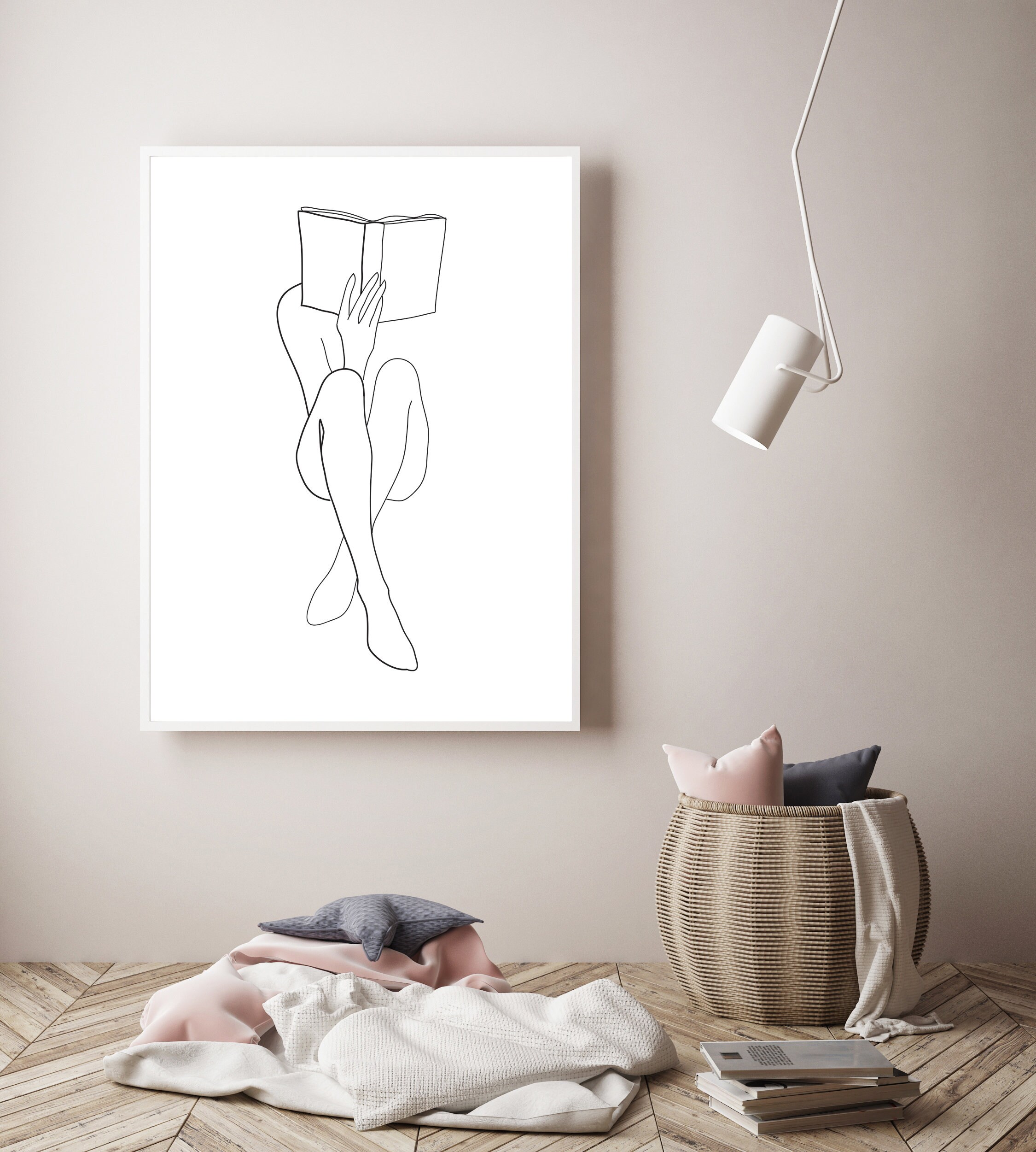 Romantic Woman Line Art Peach Line Drawings Feminine Art Print/Poster - Bed  Bath & Beyond - 34885714