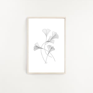 Ginkgo Line Art, Abstract Botanical, Large Wall Art, Plant Line Art, Ginkgo Leaf Print, Hallway Art, Fine Line Drawing, Botanical Line Art